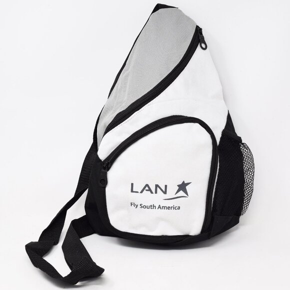 LAN Airlines Crossbody Bag Unisex Backpack Black White Fly South America Swag - Picture 1 of 13